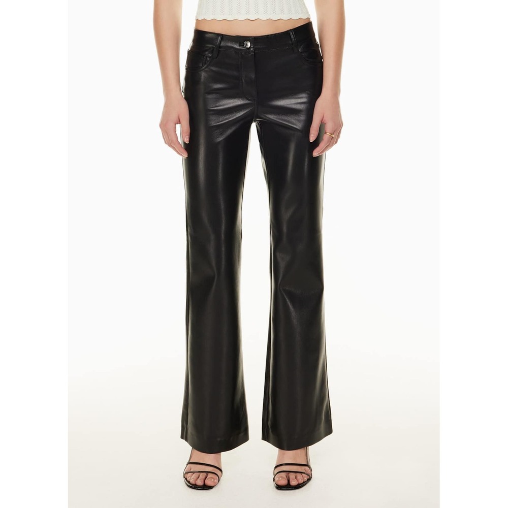 Aritzia Wilfred The Melina Low-Rise Flare Pant Vegan Leather Black Size 10 NEW